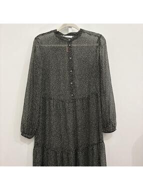 MNG Black and White Polka Dot Long Sleeve Dress